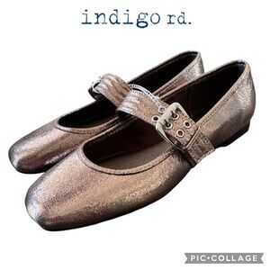 Indigo Rd. Women Caprie double buckle Ballet Flats metallic bronze size 9 NWT